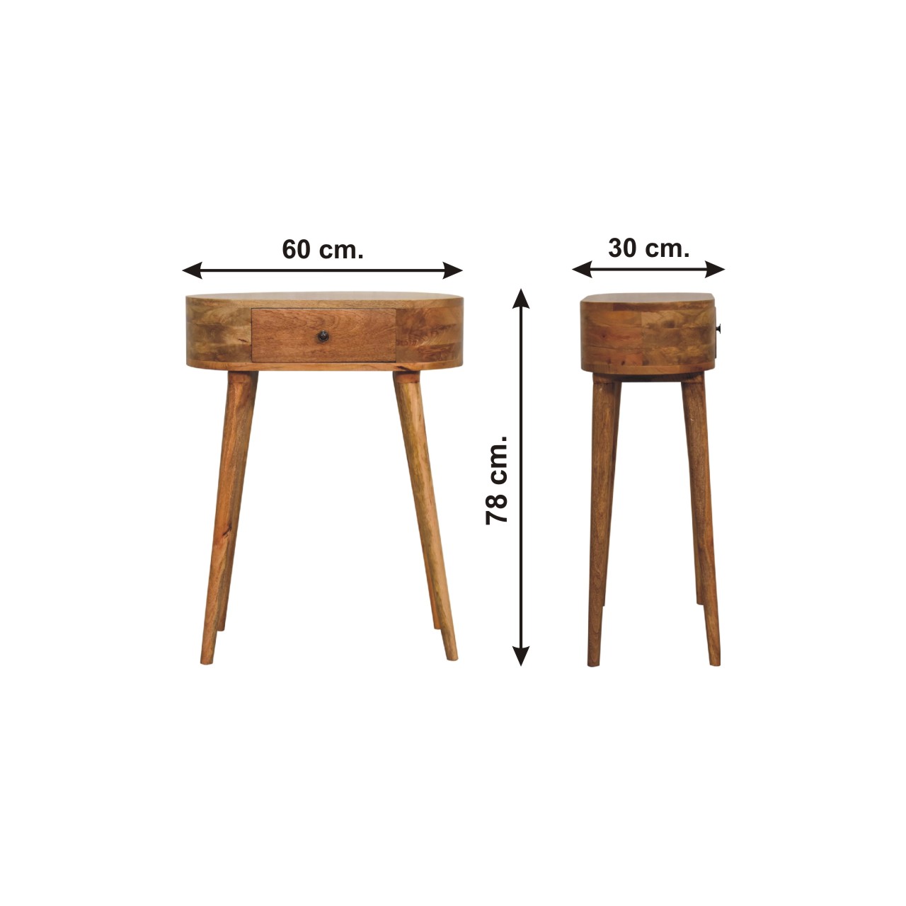 Size chart for Mini Albion Oak-ish Console Table
