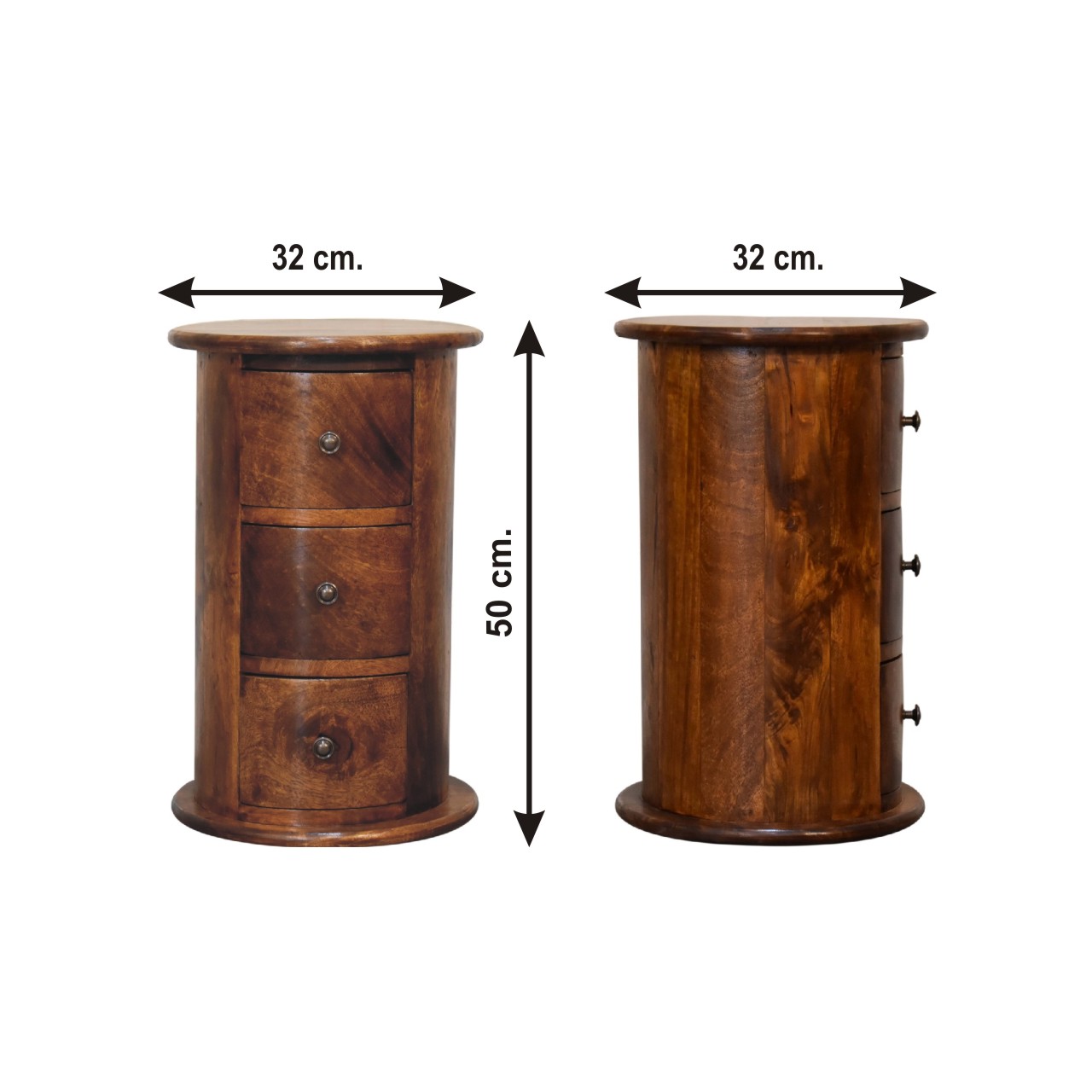 Size chart for Mini Chestnut Drum Chest