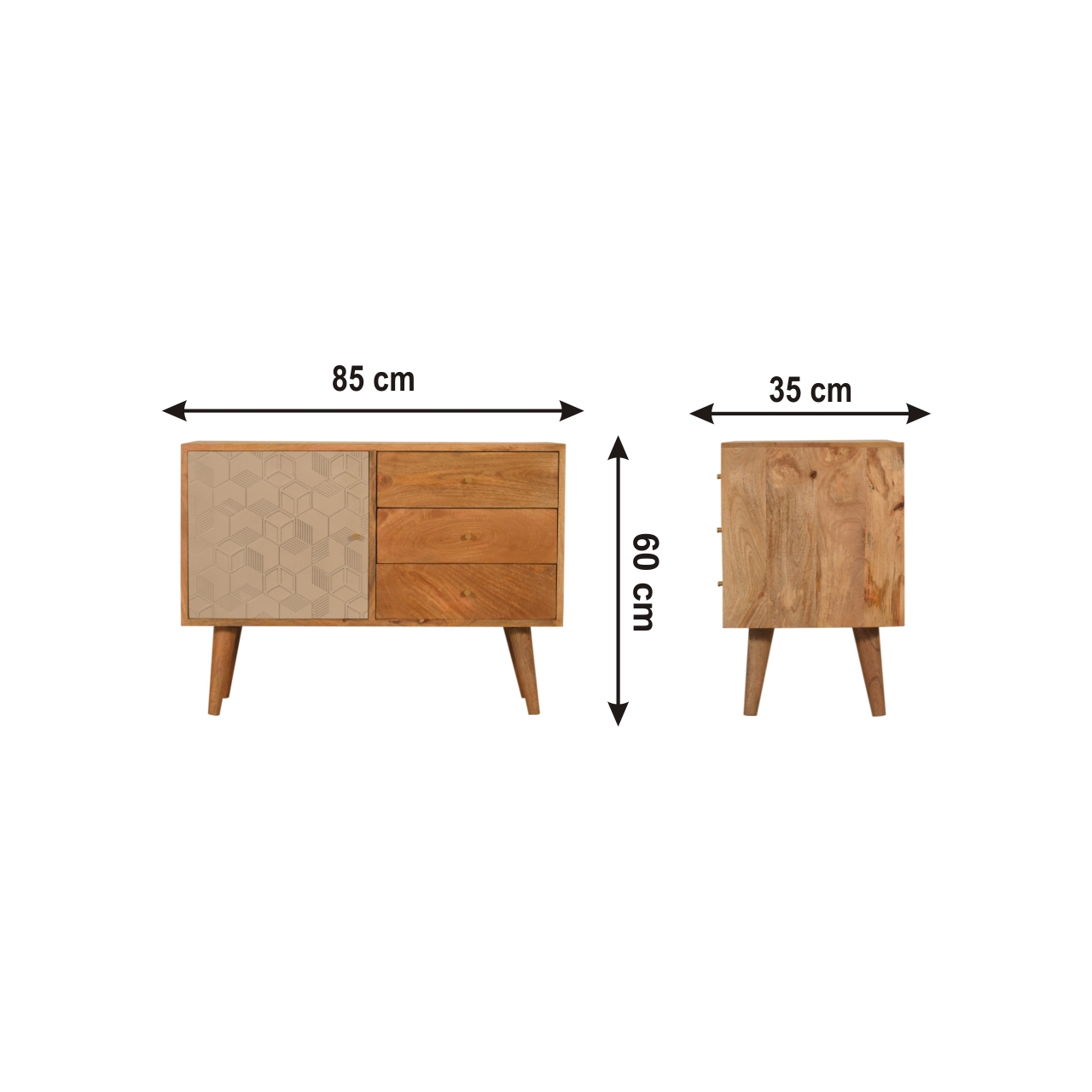 Size chart for Acadia Sideboard