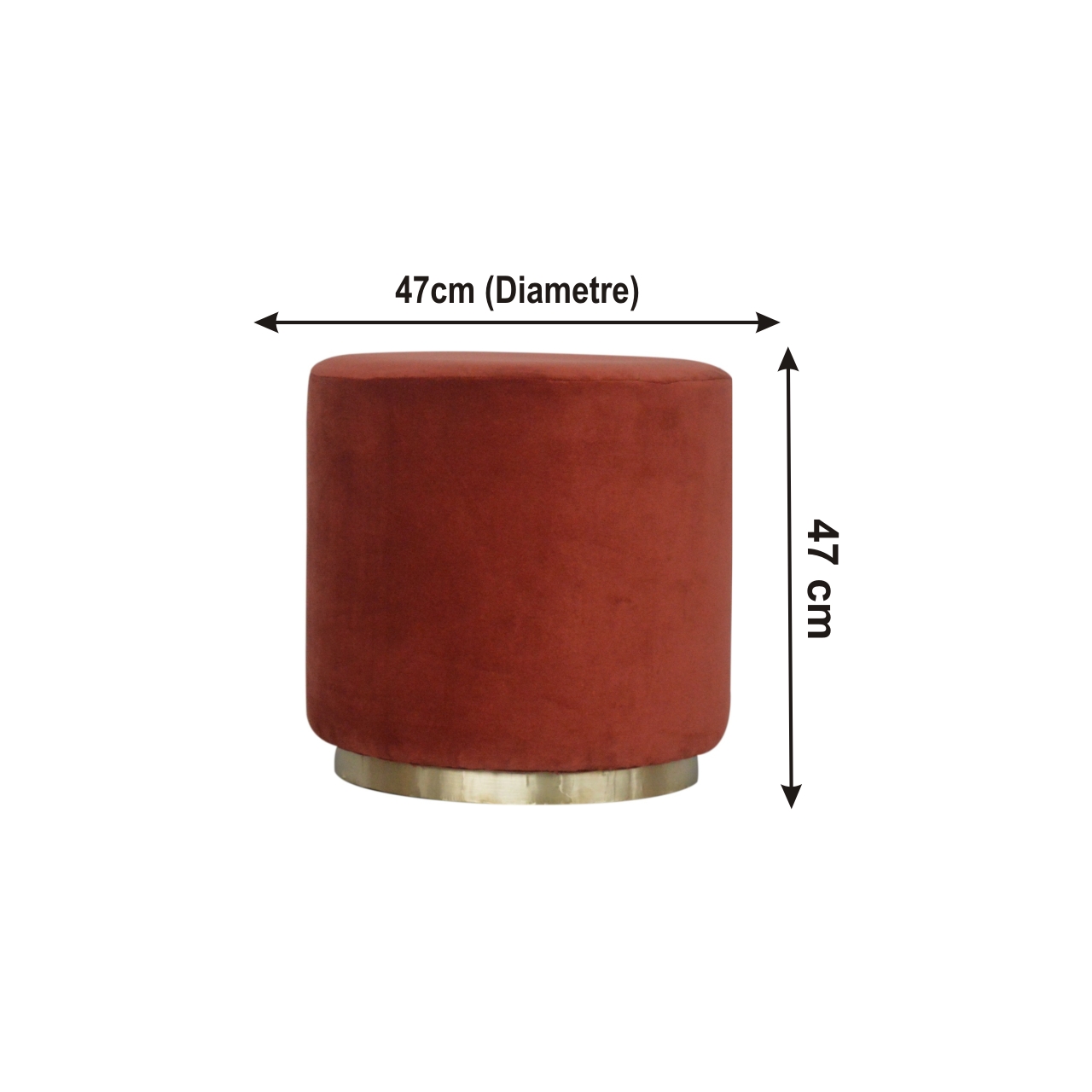 Size chart for Brick Red Velvet Gold Footstool