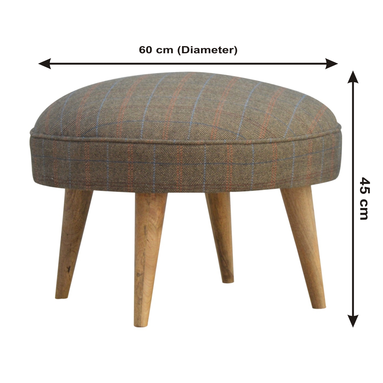 Size chart for Multi Tweed Nordic Style Footstool