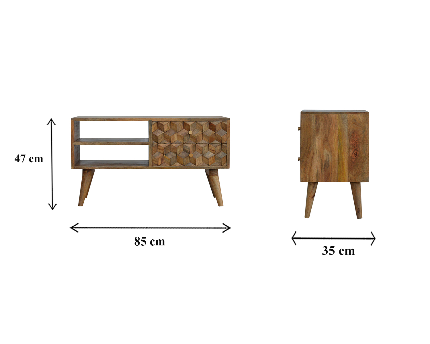 Size chart for Cube Carved Media Unit