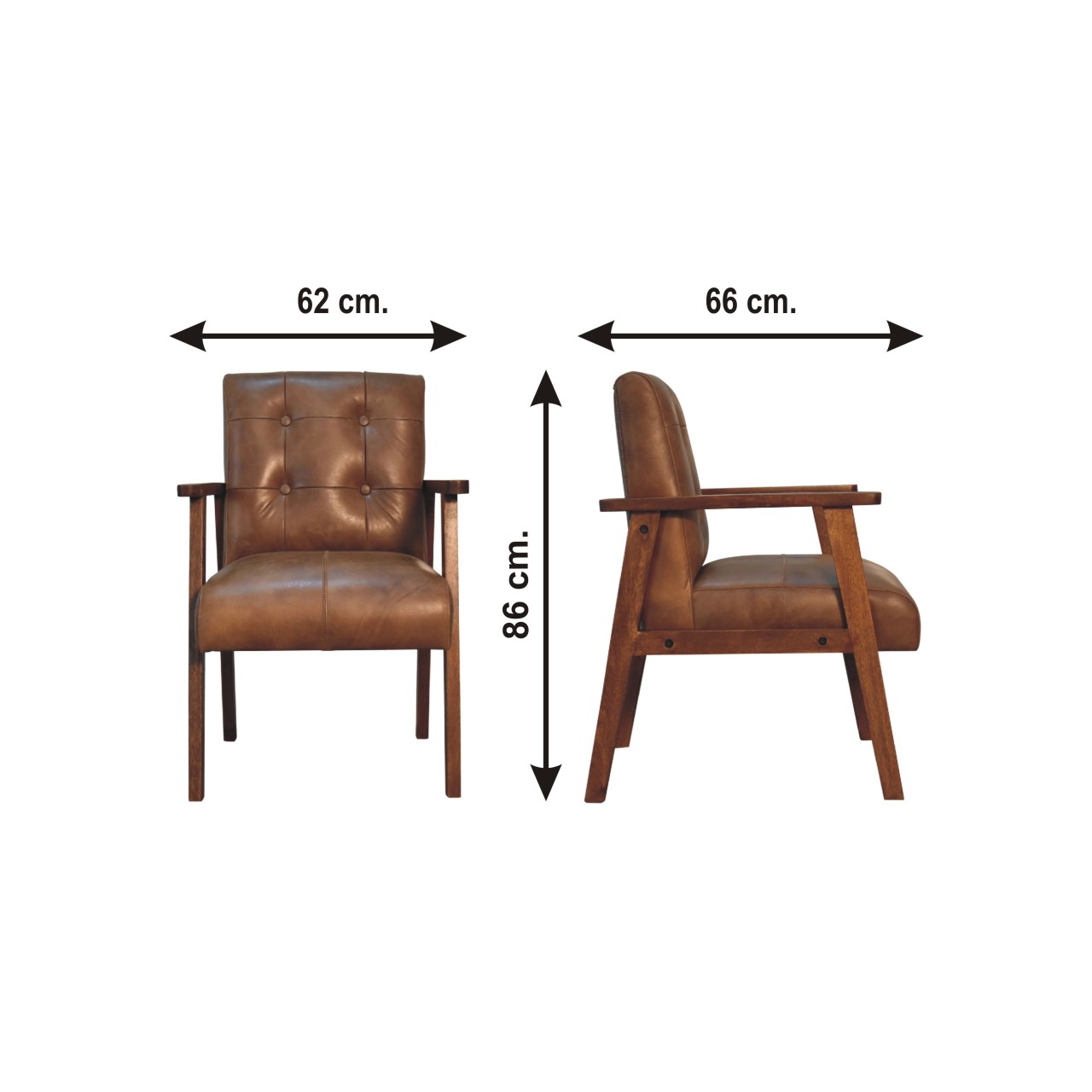 Size chart for Brown Buffalo Leather Chair