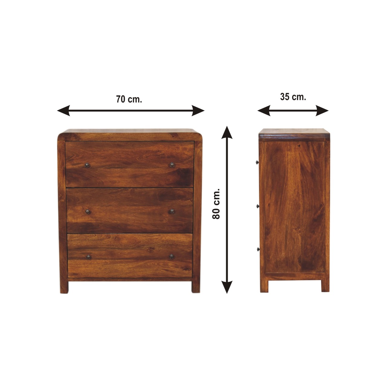 Size chart for Aspen Chest of Drawers | Chestnut Linen