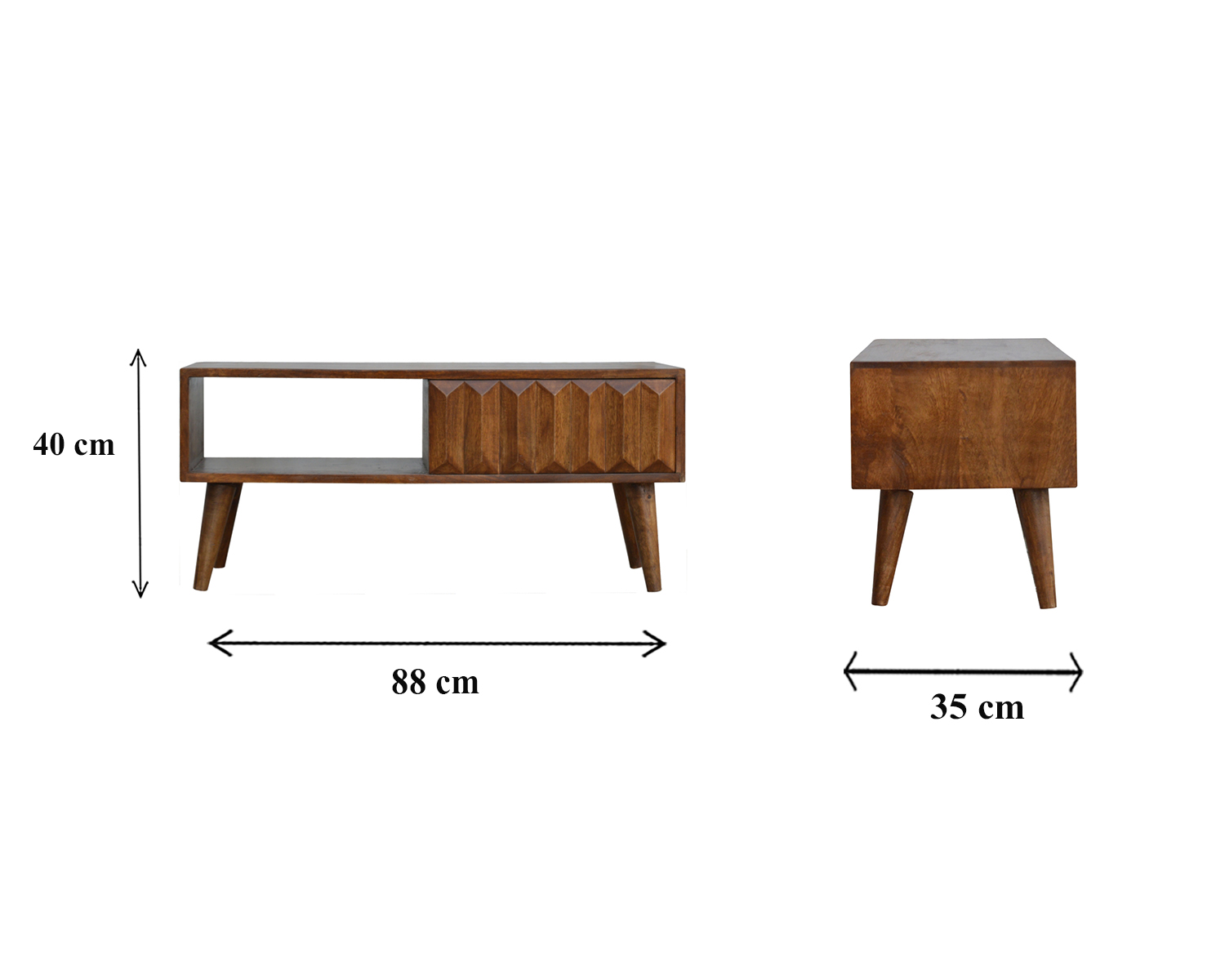 Size chart for Chestnut Prism Sliding Media Unit