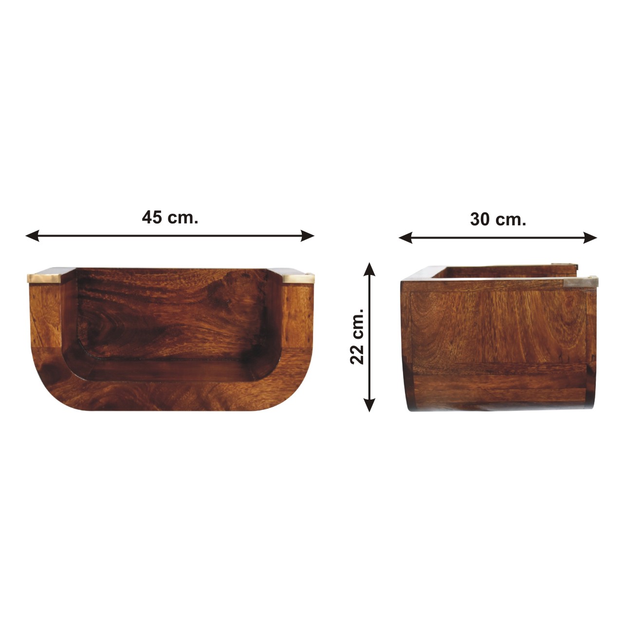 Size chart for Indira Chestnut Floating Bedside Table | Wall-Mounted