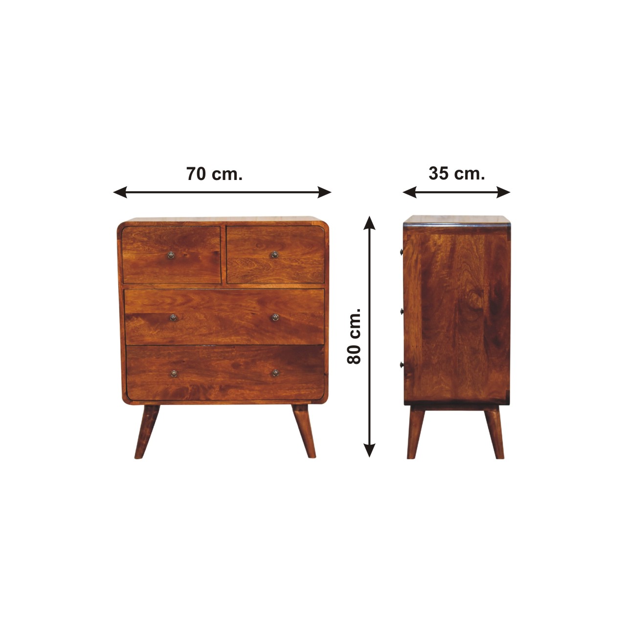 Size chart for 2 over 2 Curved Chesnut Chest