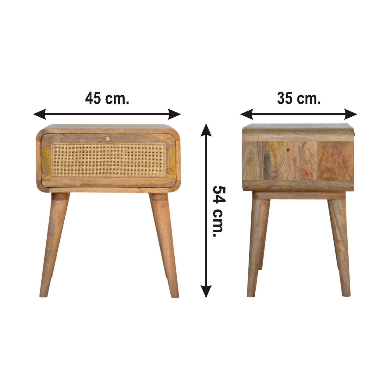 Size chart for Close-knit Bedside Table | Rattan