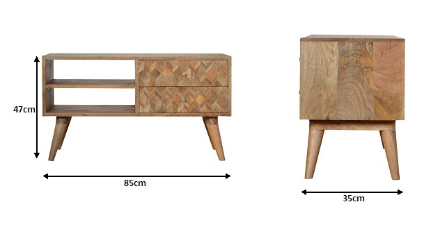 Size chart for Assorted Oak-ish Media Unit