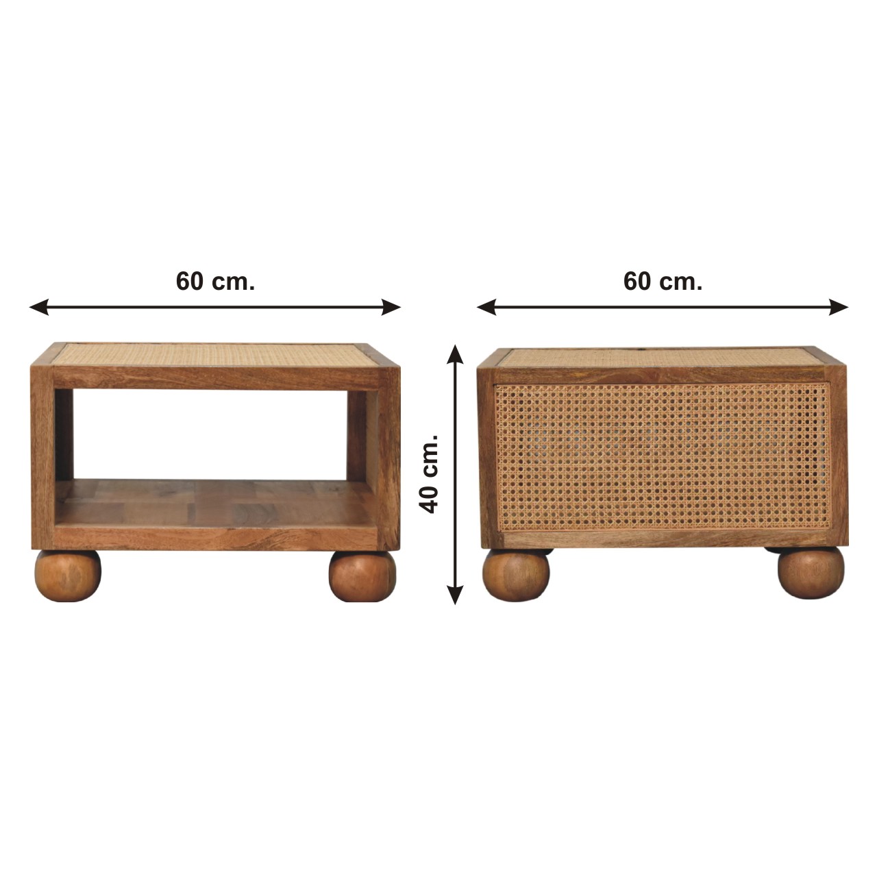 Size chart for Larissa Small Coffee Table | Oak Solid Mango Wood