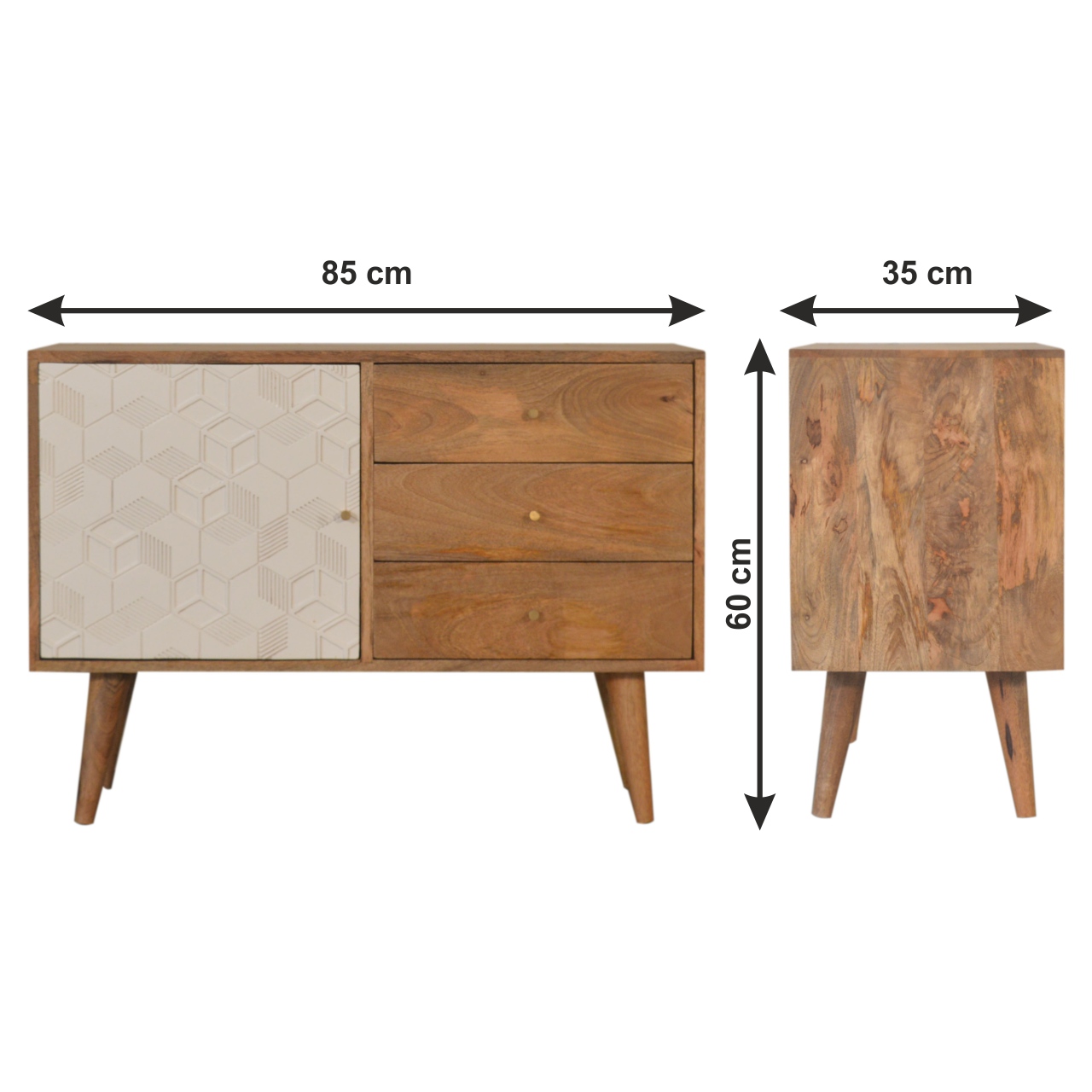 Size chart for Acadia White Sideboard Chest of Drawers