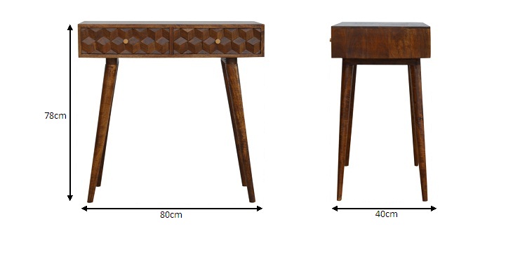Size chart for Chestnut Cube Console Table