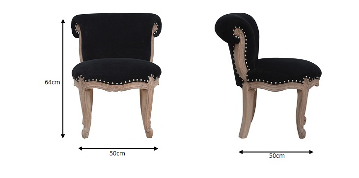 Size chart for Black Velvet Studded Chair | Cotton Velvet