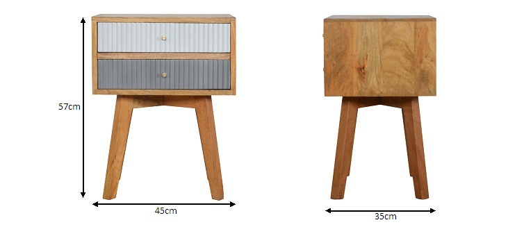 Size chart for Line Grey Painted Bedside Table