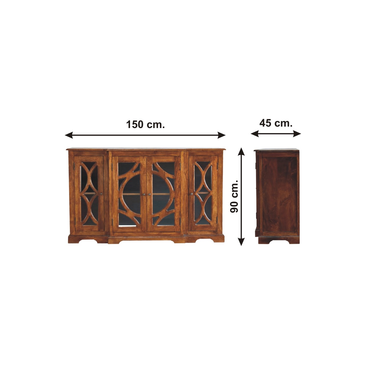 Size chart for Glazed Carve Chestnut Sideboard Chest of Drawers