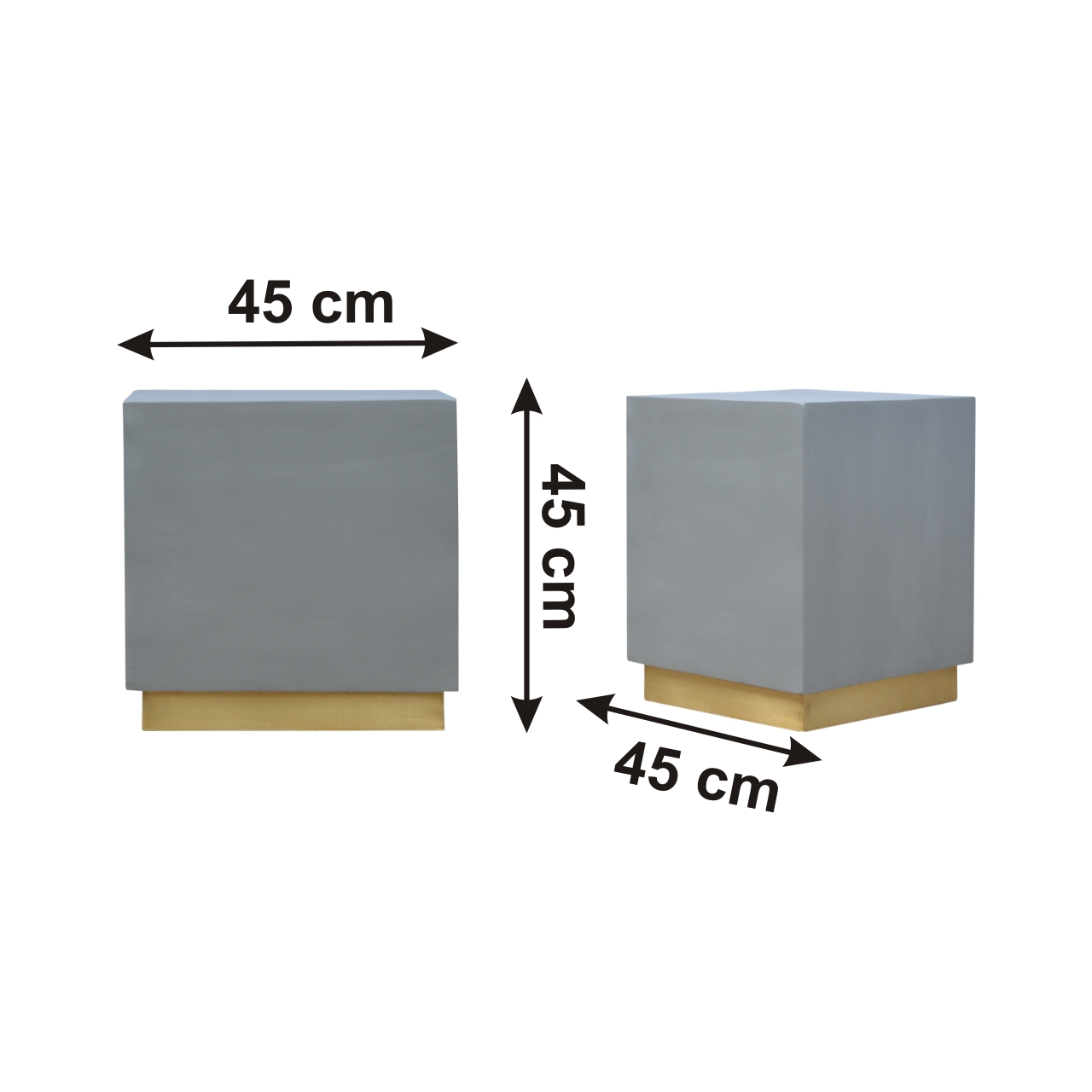 Size chart for Cement Footstool with Gold Base