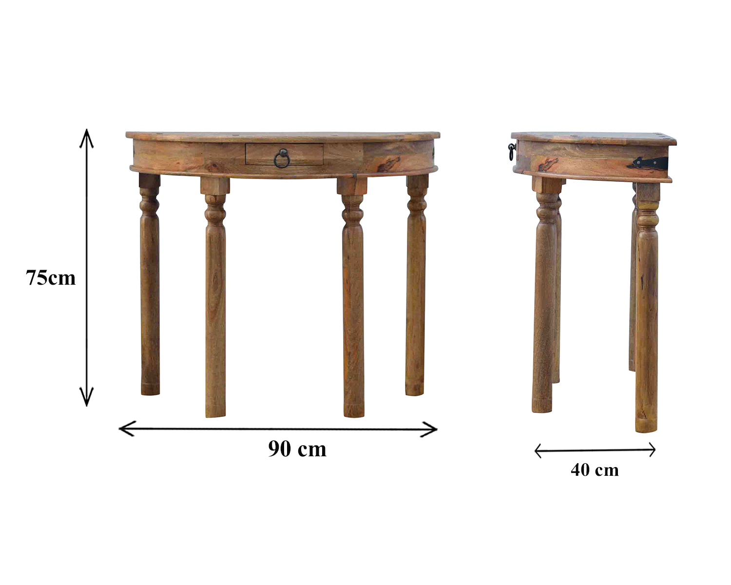 Size chart for Serpentine Console Table | Oak-Ish Solid Mango Wood