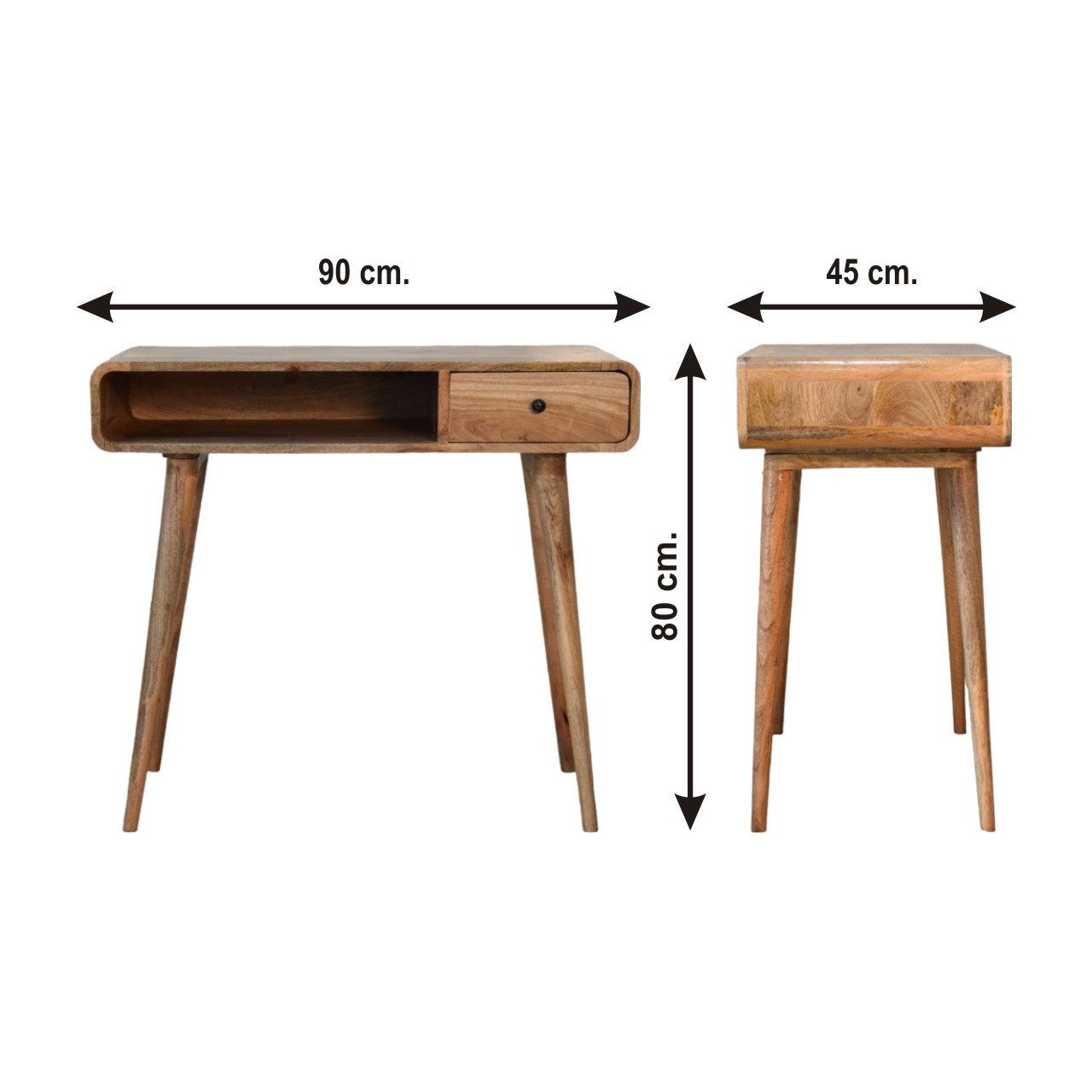 Size chart for Curved Oak-ish Writing Desk