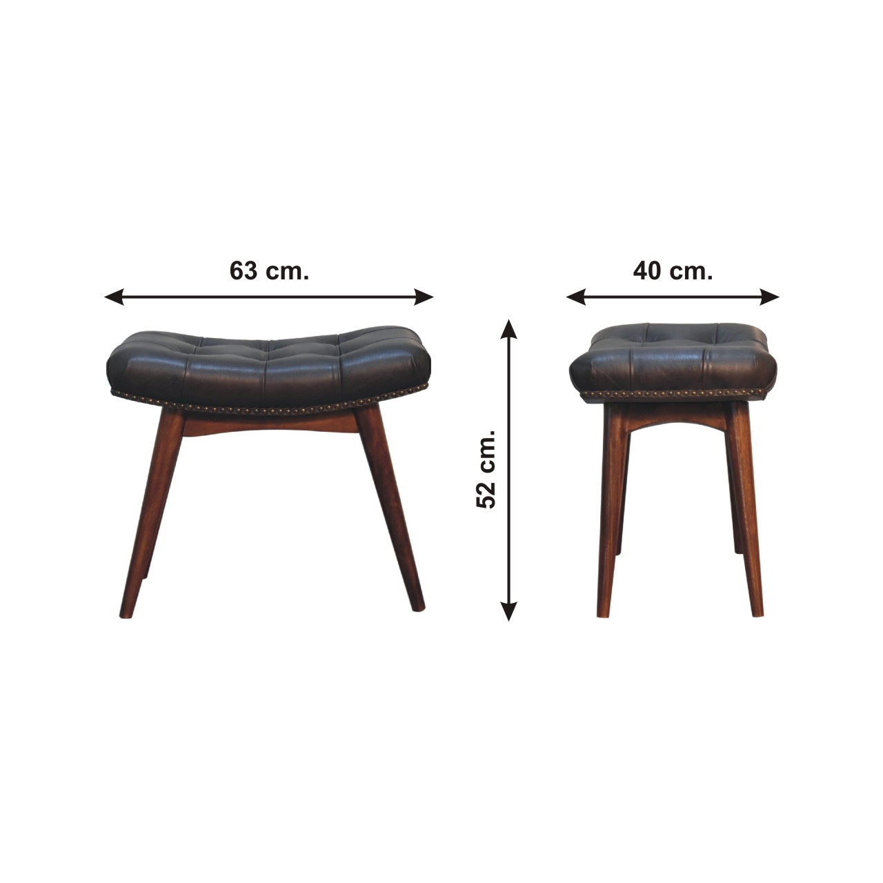 Size chart for Harbour Black Footstool | Buffalo Leather