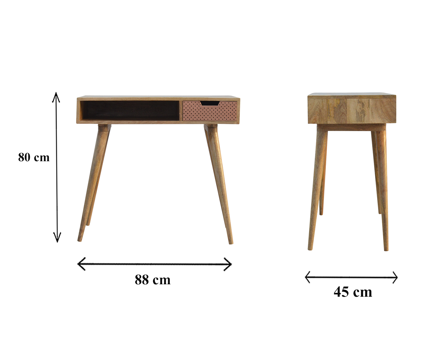 Size chart for Perforated Copper Writing Desk