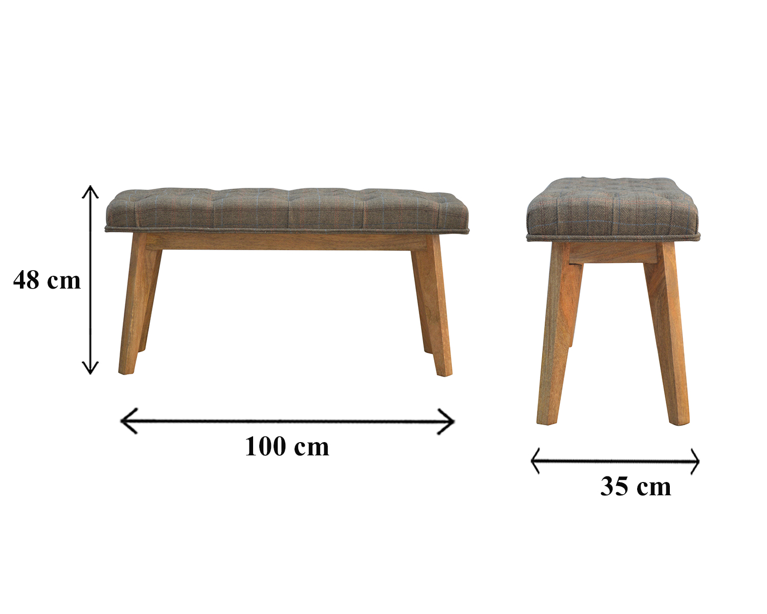 Size chart for Multi Tweed Hallway Bench