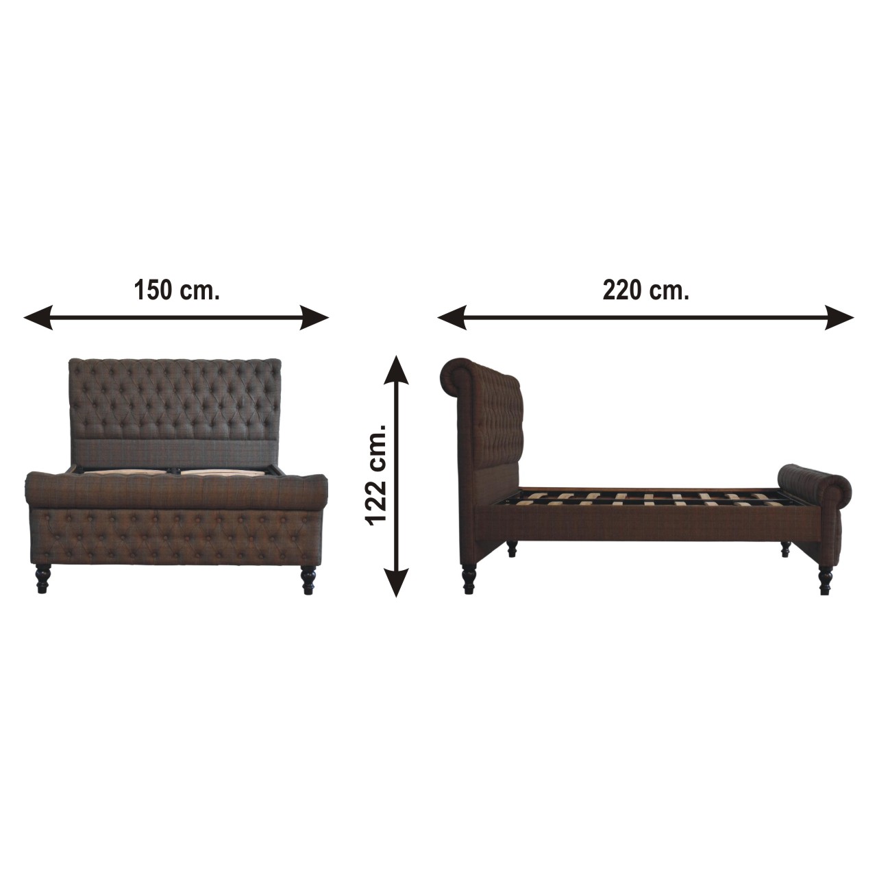 Size chart for Multi Tweed Bed