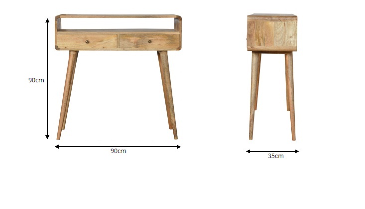 Size chart for Curved Oak-ish Console Table