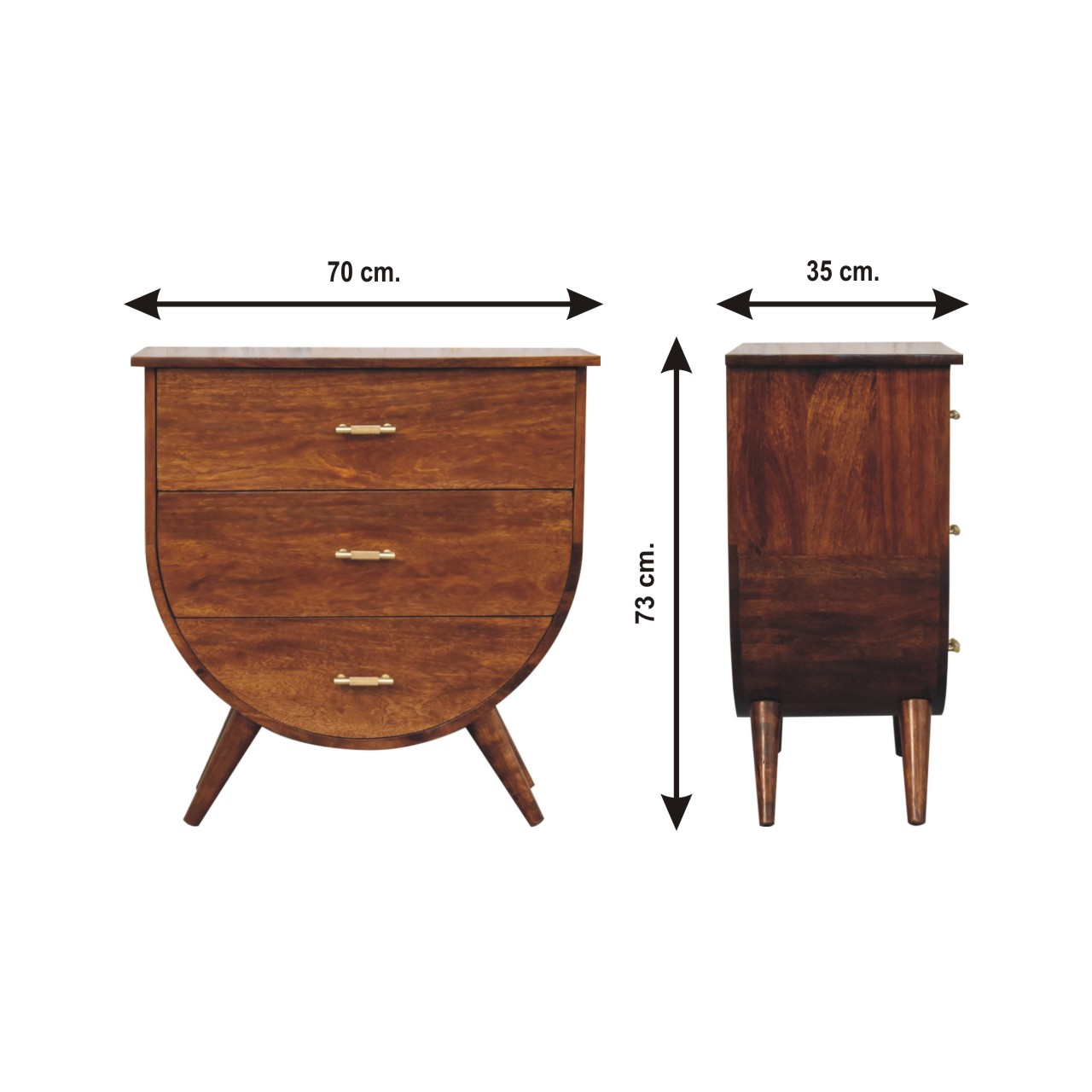 Size chart for Agra Chest of Drawers | Chestnut Solid Mango Wood