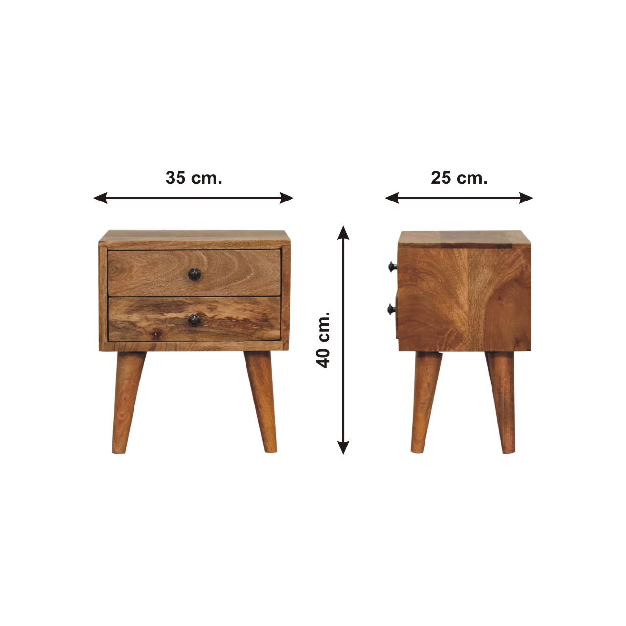 Size chart for Mini Oak-ish Modern Bedside Table