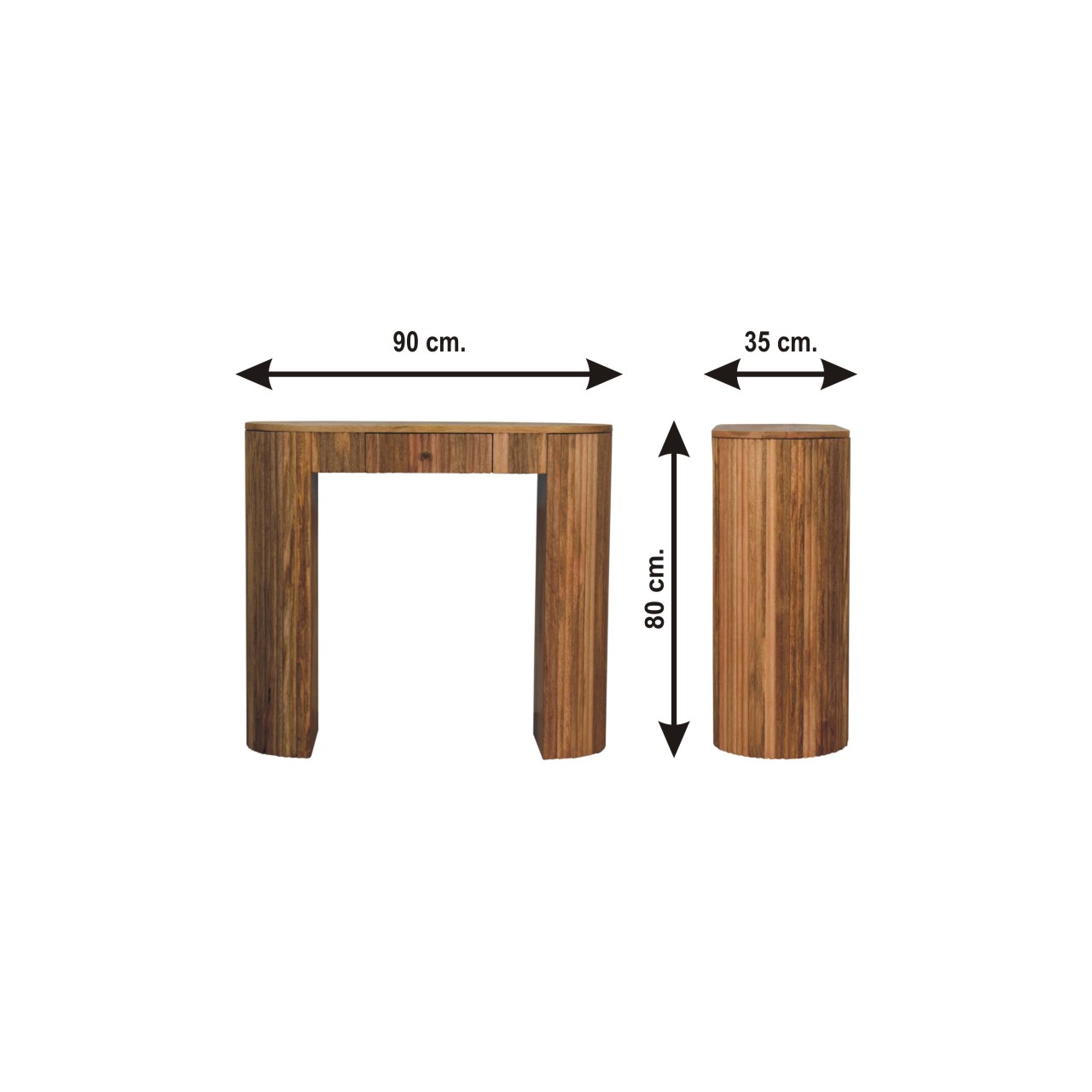 Size chart for Soba Straight Console Table | Oak Solid Mango Wood
