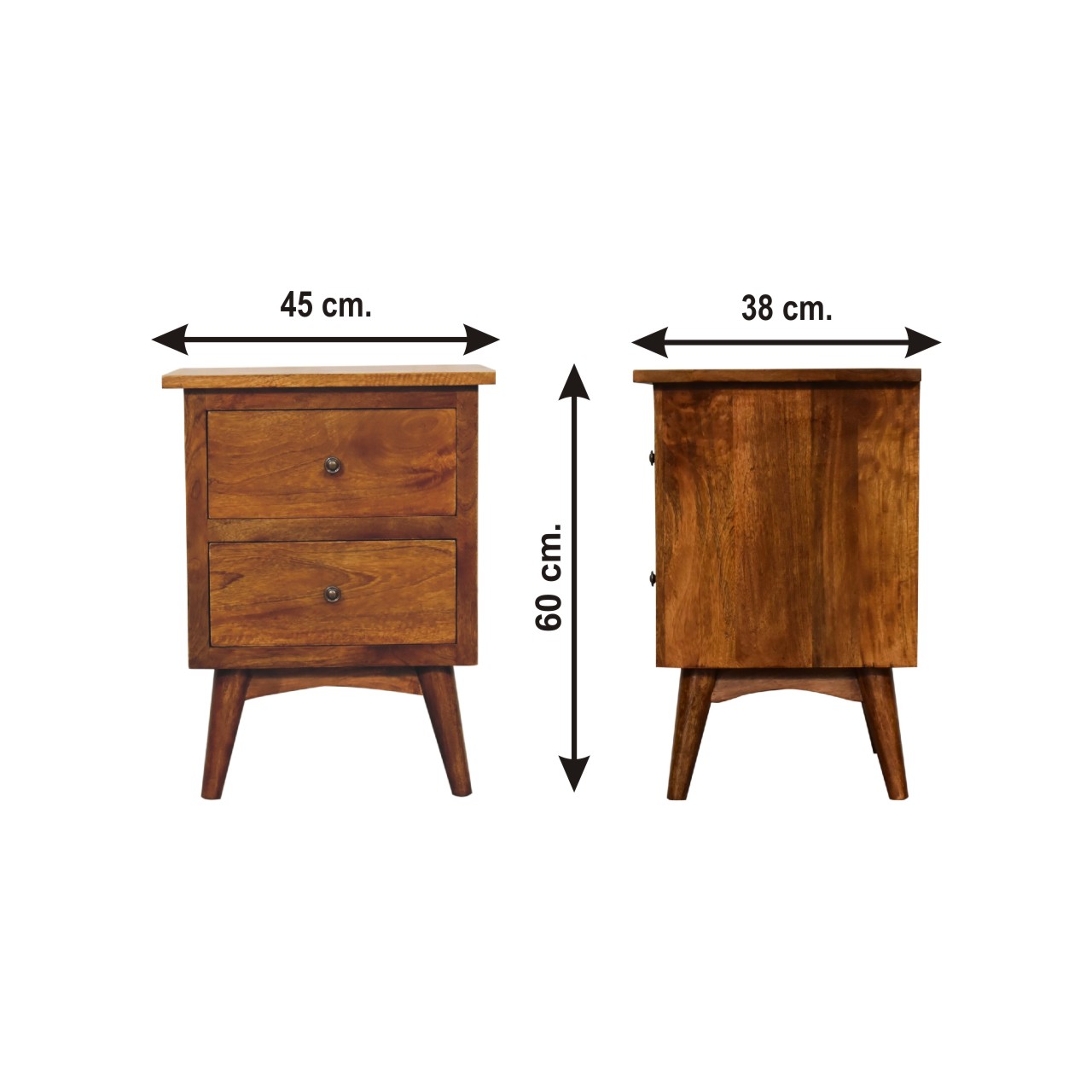 Size chart for Chestnut Bedside Table