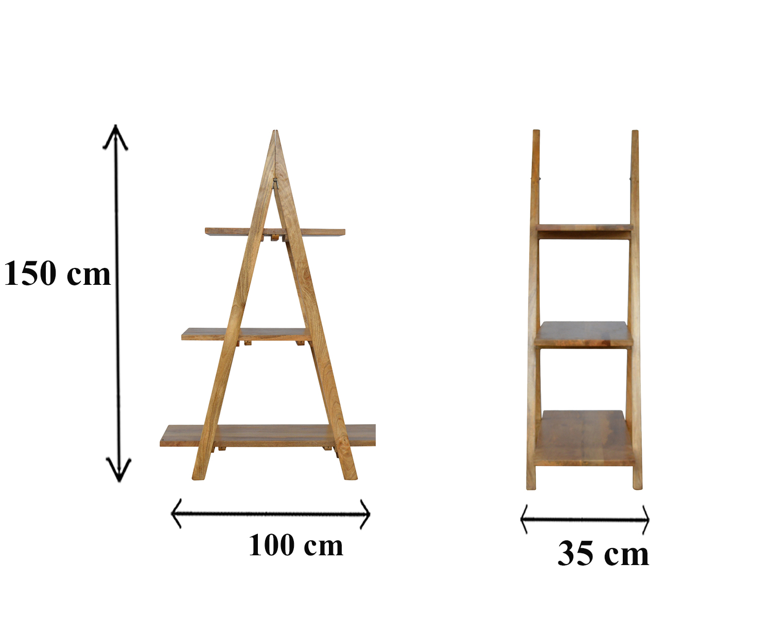 Size chart for Ladder Style Open Display Unit Chest of Drawers | Oak Mango Wood