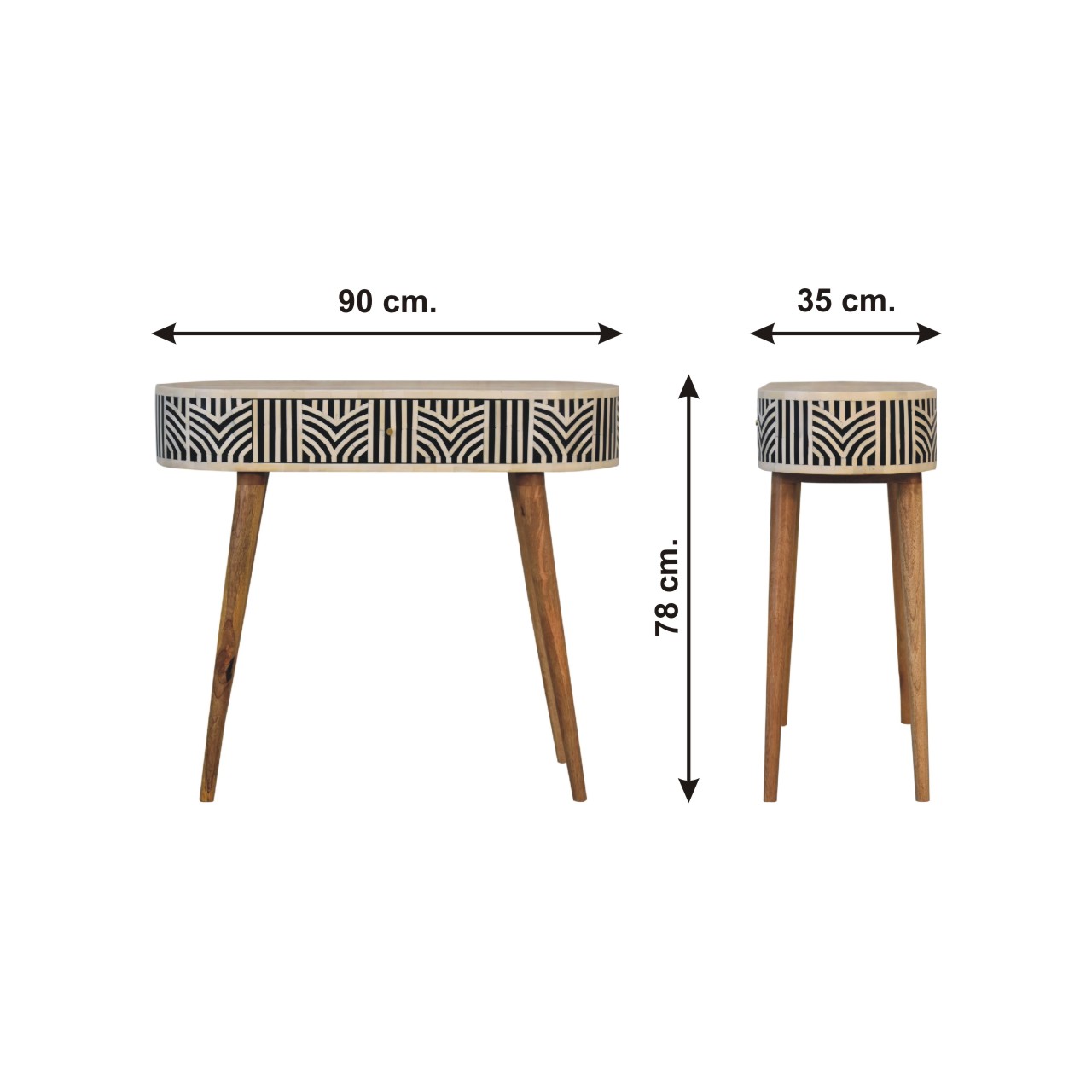 Size chart for Edessa Bone Inlay Console Table