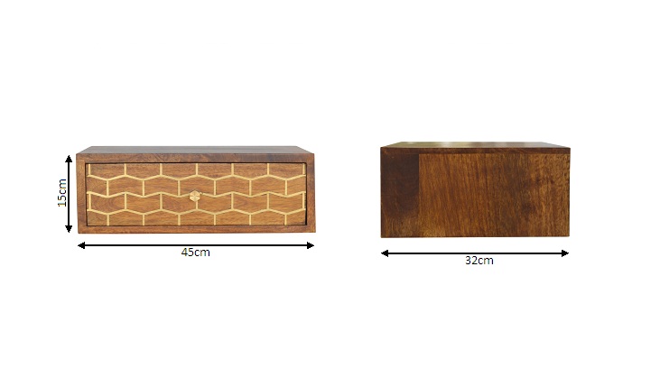 Size chart for Floating Gold Art Chestnut Bedside Table