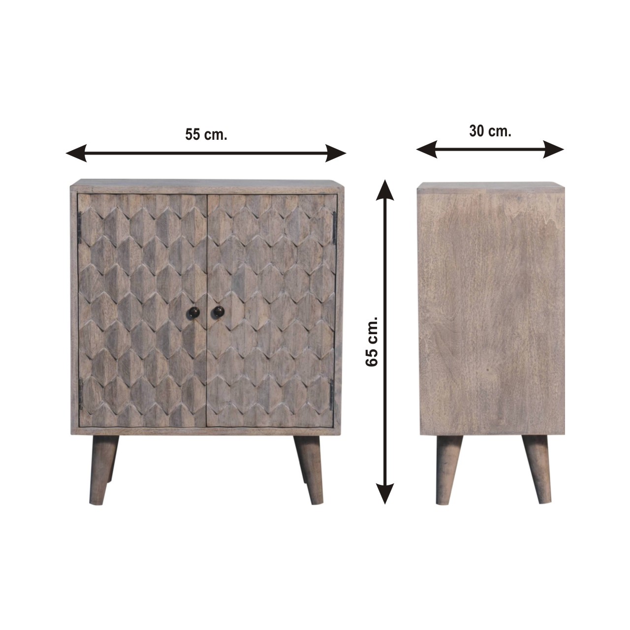 Size chart for Mini Pineapple Carved Stone Finish Cabinet