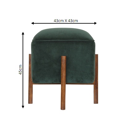 Size chart for Emerald Velvet Solid Wood Footstool