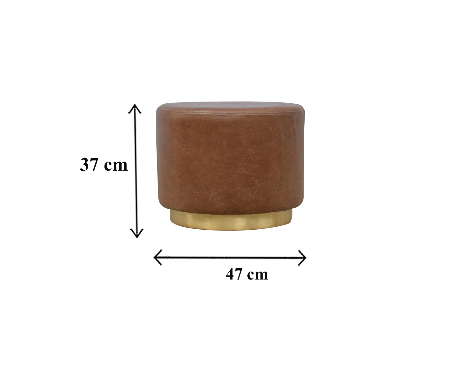 Size chart for Buffalo Footstool with Gold Base | Buffalo Leather