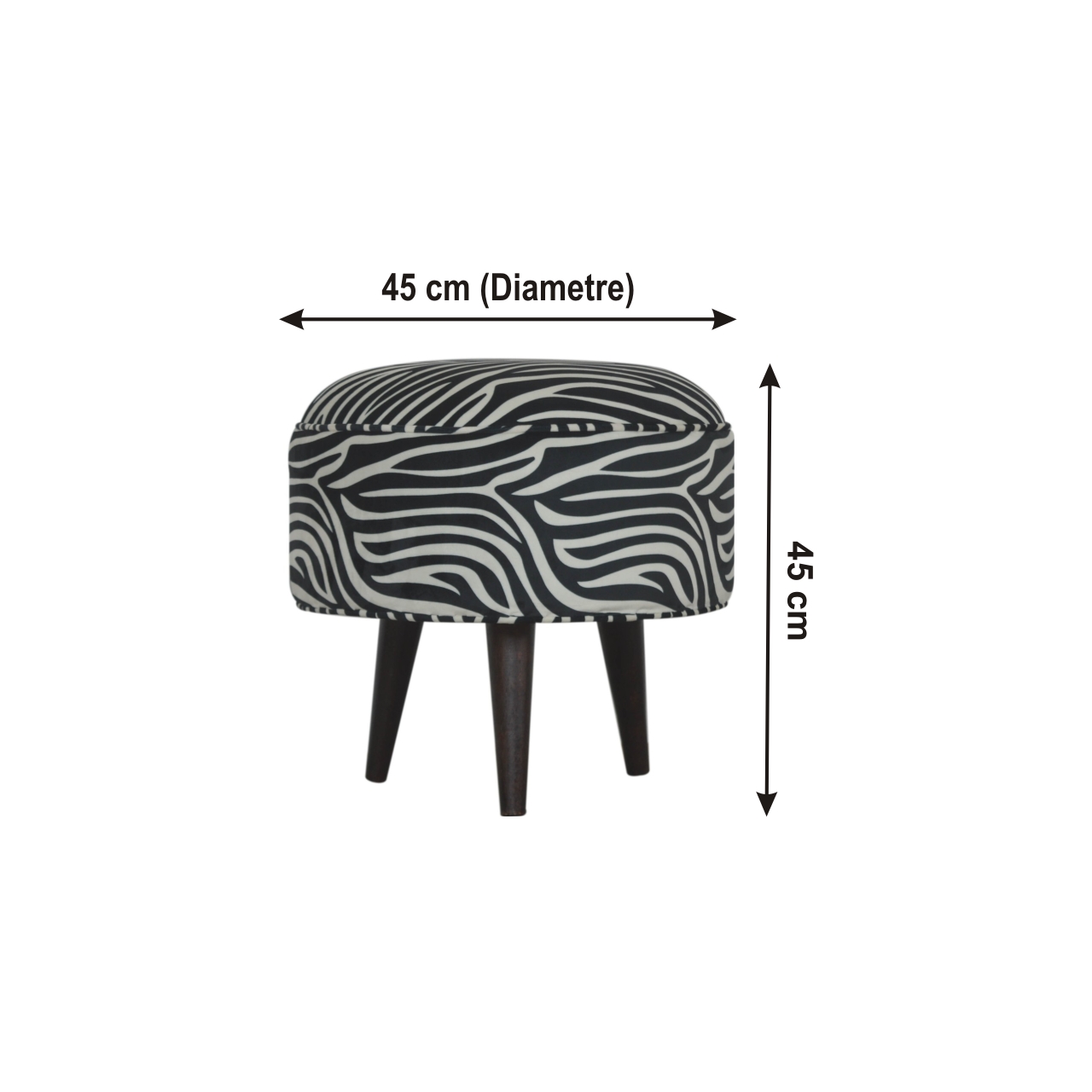 Size chart for Zebra Nordic Style Footstool | Cotton Velvet