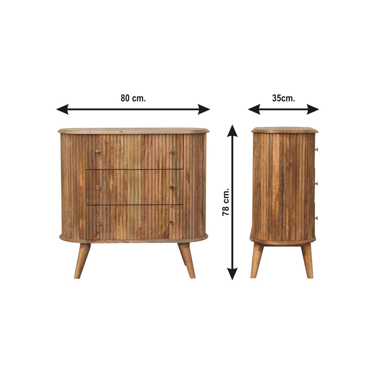 Size chart for Soba Nordic Chest of Drawers | Oak Solid Mango Wood