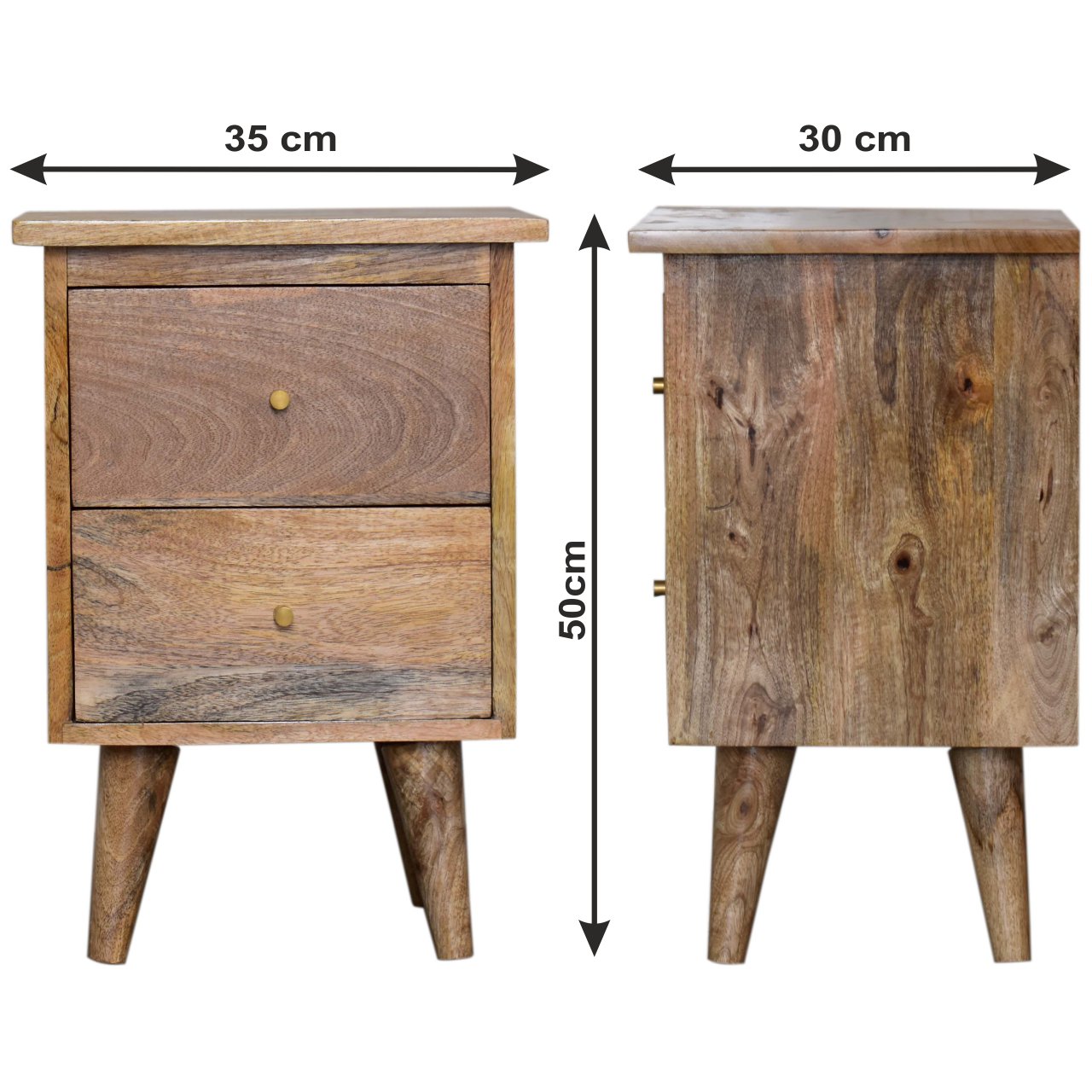 Size chart for Oak-ish Bedside Table