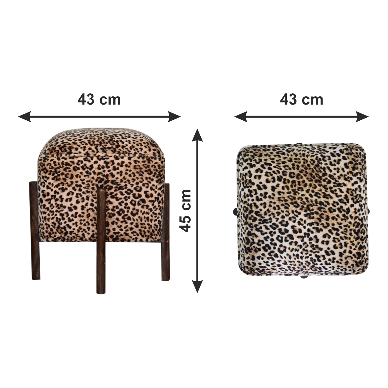Size chart for Leopard Footstool | Cotton Velvet