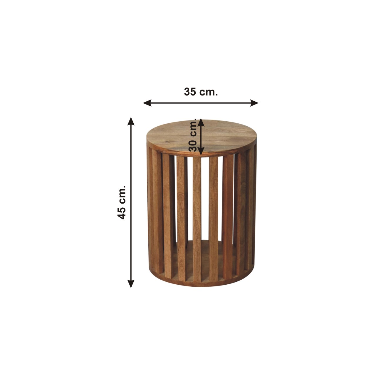 Size chart for Ariella End Table Accent Piece | Oak-Ish Mango Wood