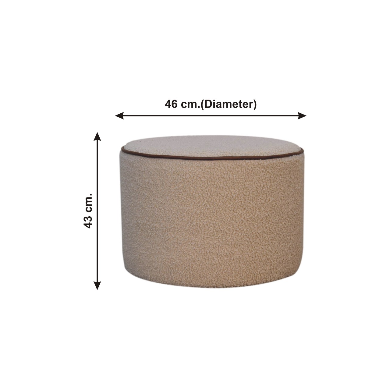 Size chart for Serenity Large Round Footstool | Boucle