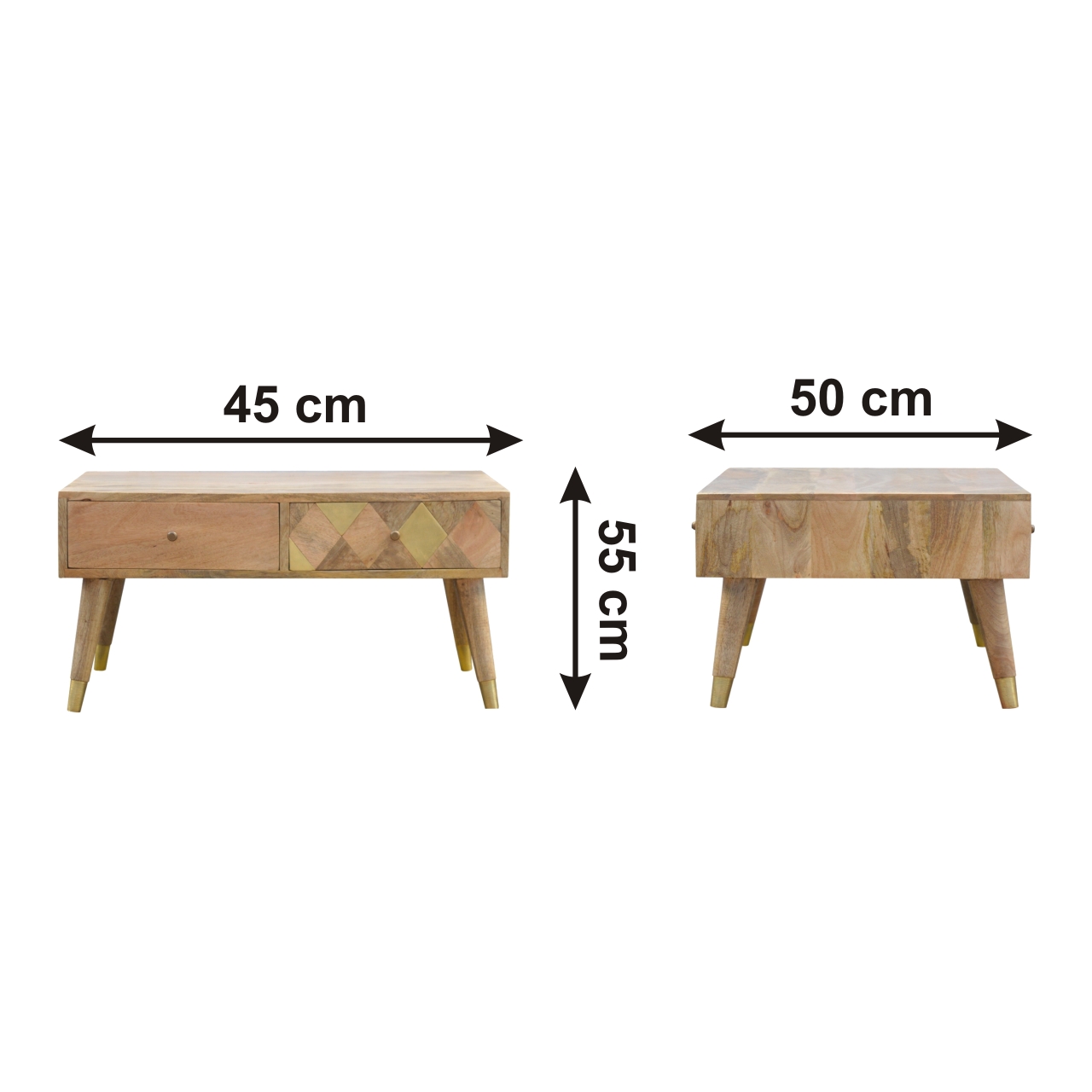 Size chart for Oak-ish Gold Inlay Coffee Table