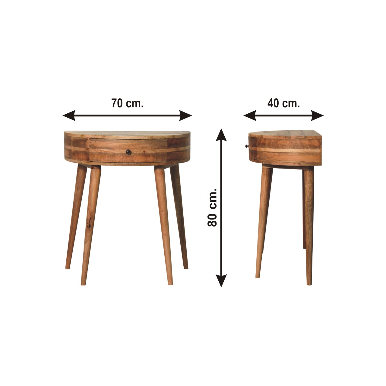 Size chart for Odyssey Oak-ish Console Table