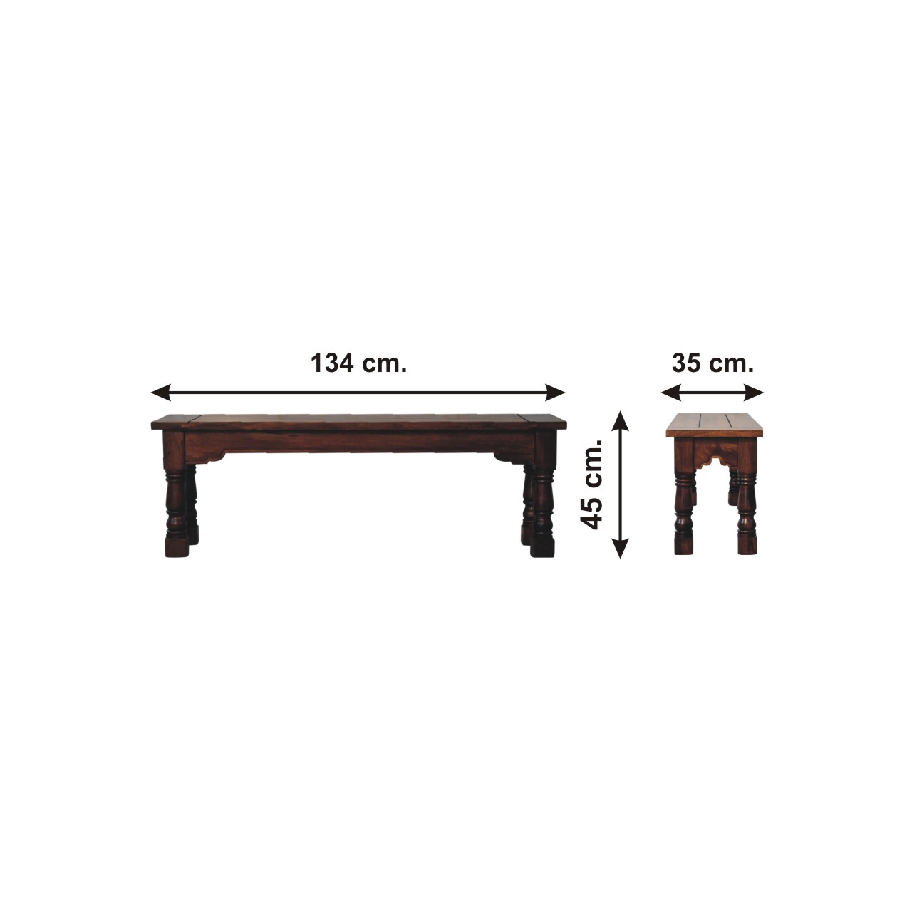 Size chart for Chestnut Granary Royale Bench