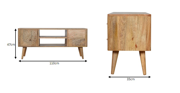 Size chart for Leaf Resin Entertainment Unit