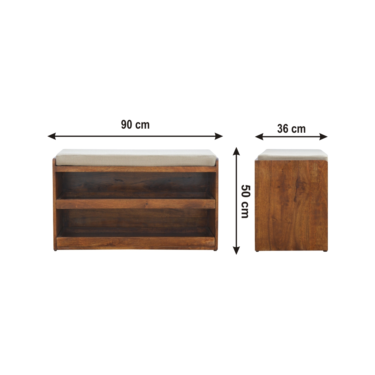 Size chart for Mud Linen Shoe Bench