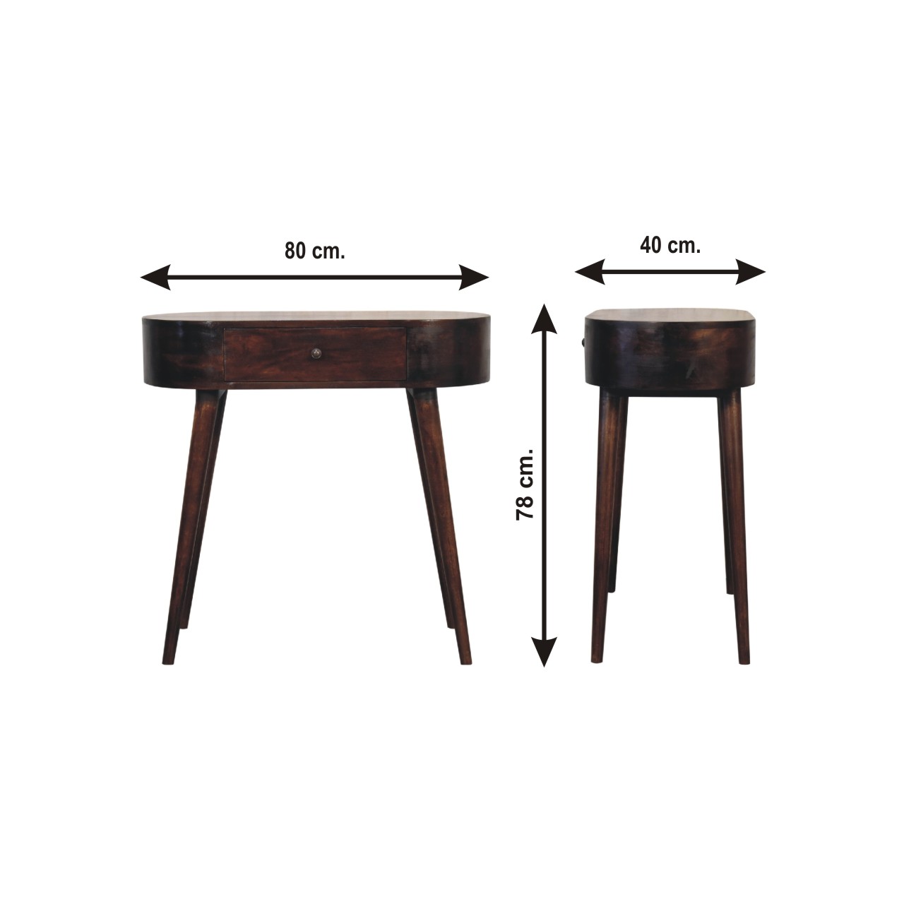 Size chart for Albion Light Walnut Console Table