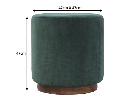 Size chart for Large Emerald Velvet Footstool